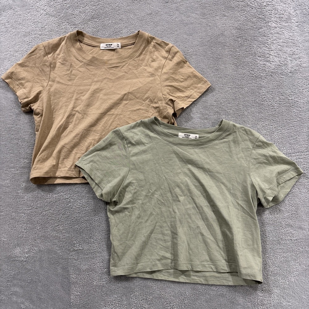 Lot of 2 Cotton On The Baby Cropped T Shirt Women's XS Short Sleeve Crewneck